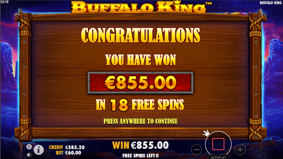 Buffalo King Video Slot Big Win