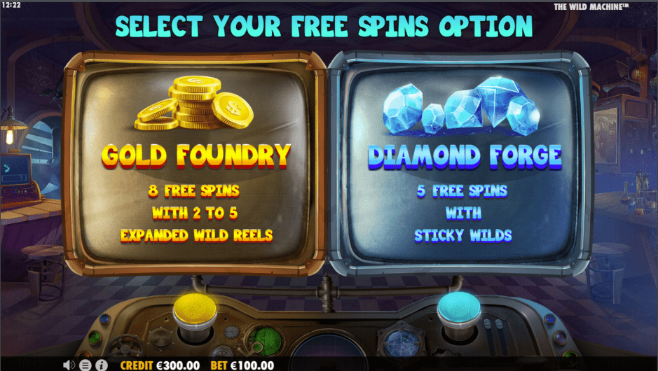 The Wild Machine Video Slot Free Spins feature Choice