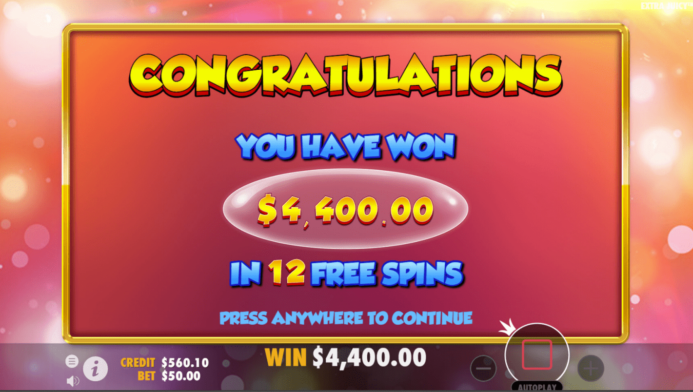 Extra Juicy Video Slot Free Spins Win