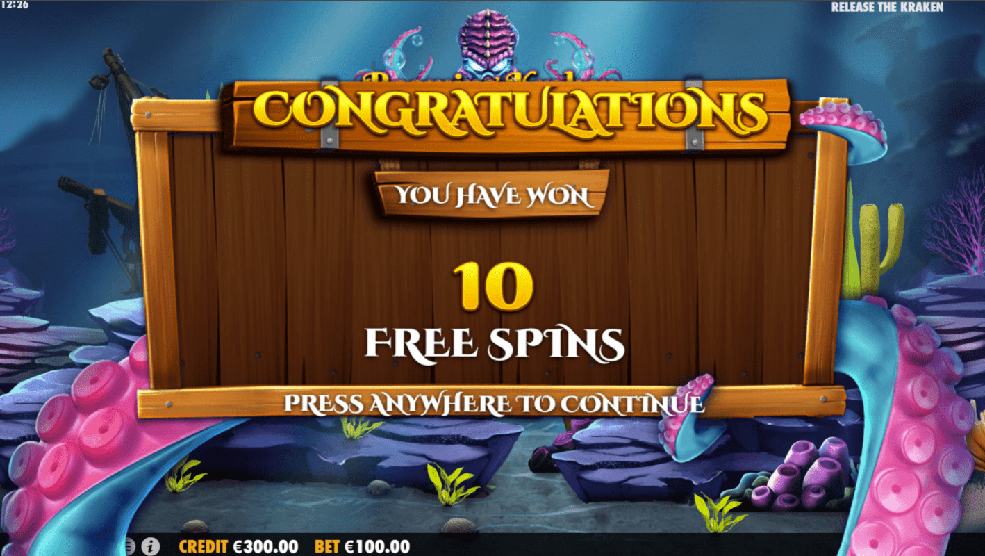 Release the Kraken Video Slot Free Spins Won