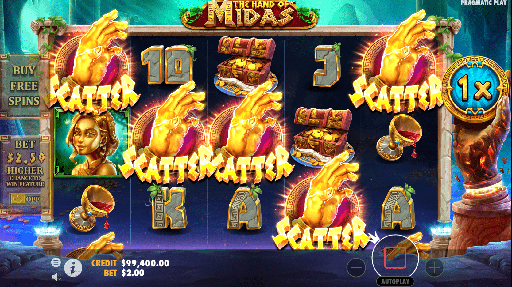 The-hand-of-Midas-Slot-Machine-Five-Scatters